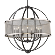 Golden 3167-9 BLK-PW - Golden Lighting Colson 9-light Chandelier in Matte Black and Pewter shade